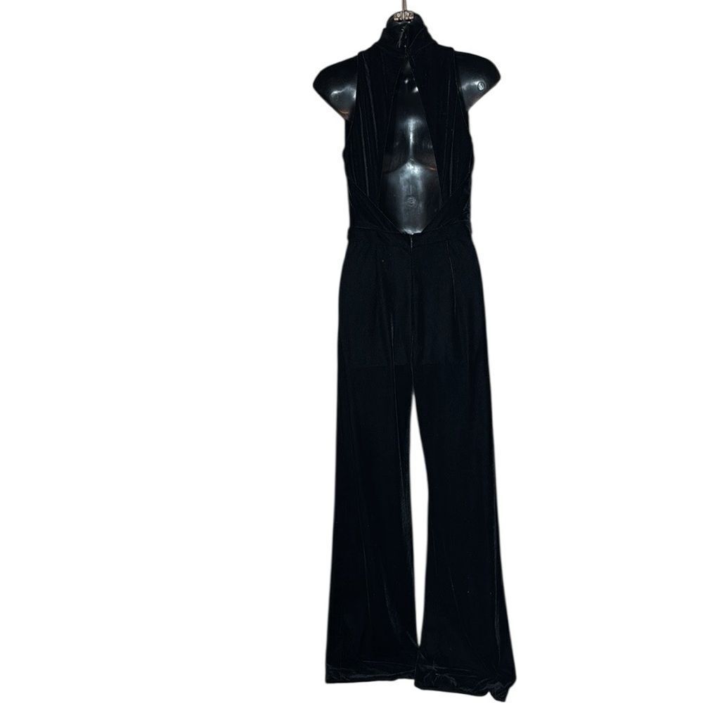 REISS women’s dori velvet jumpsuit 2 open back high neck quiet luxury black - Picture 8 of 14